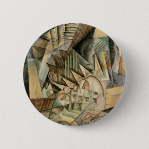 Rush Hour, New York by Max Weber, Vintage Cubism Pinback Button