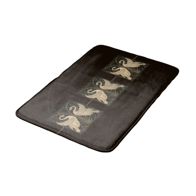 Rush Iris Crane Deep Brown Sepia Bath Mat (Angled)
