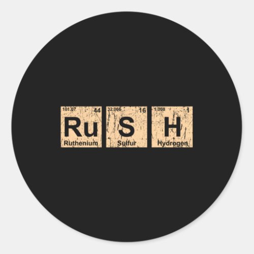 Rush Ru_S_H Periodic Table Elets Classic Round Sticker