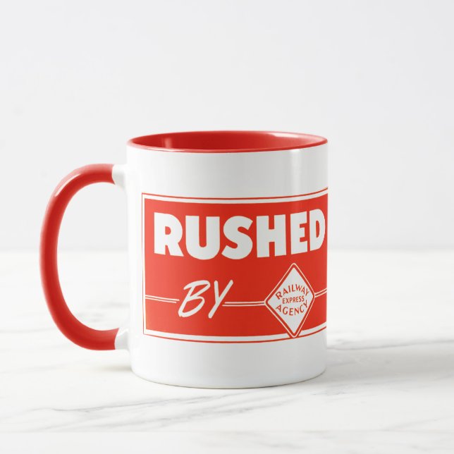 Rushed By Railway Express Agency Mug (Left)
