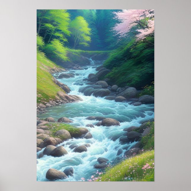 Rushing Mountain Stream Poster (Front)