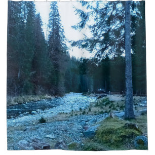 Rushing Mountain Stream – Wild Nature Romania Shower Curtain