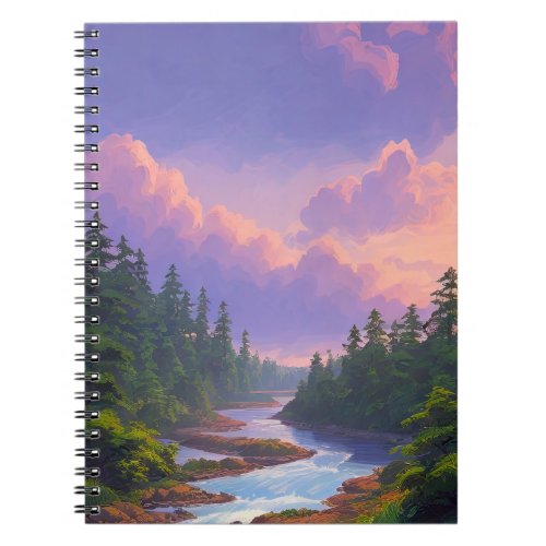 Rushing River and Pine Forest Notebook