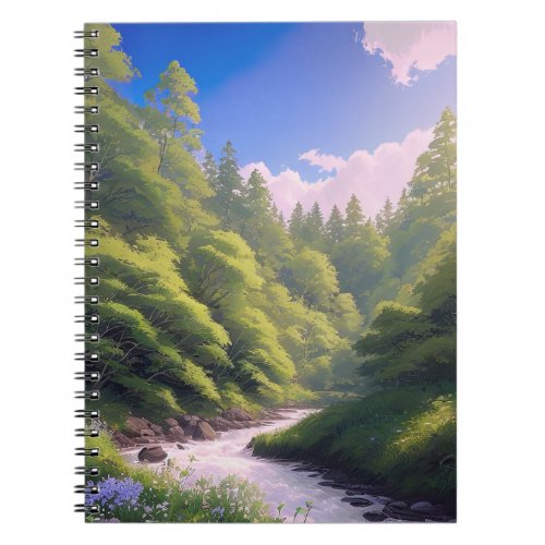Rushing River in the Green Forest Notebook