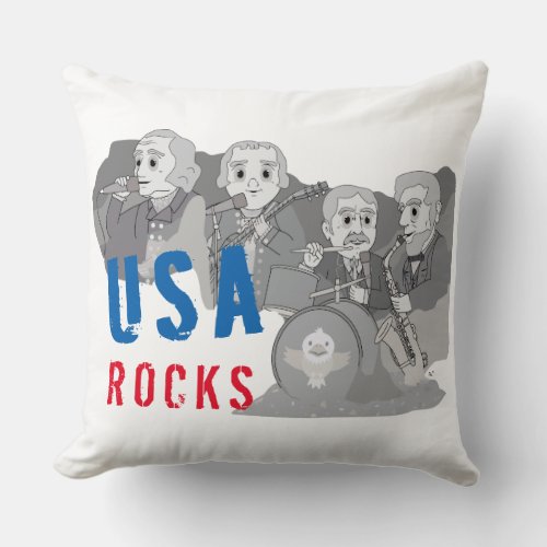 Rushmore Rock Band Throw Pillow