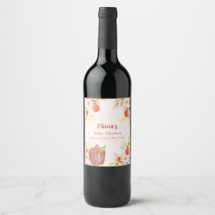 Rusitc Autumn Fall Apple Gardening Baby Shower Wine Label