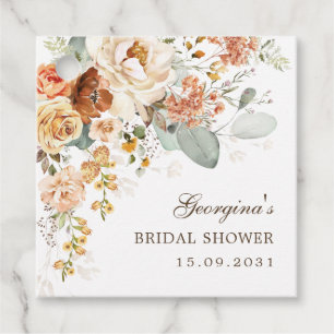 Rusitc Boho Terracotta Floral Bridal Shower Favor Tags