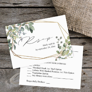 Rusitc Eucalyptus & Gold with Meal RSVP Card