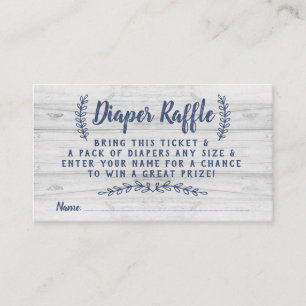 Rusitc Wood Diaper Raffle Ticket, Blue, Gray Enclosure Card