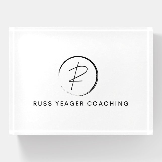 Russ Yeager Coaching Signature Logo Paperweight (Front)