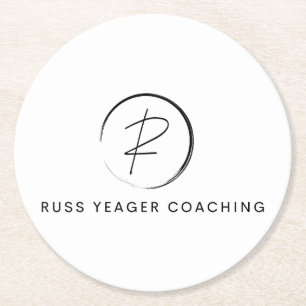 Russ Yeager Coaching Signature Logo Round Paper Coaster