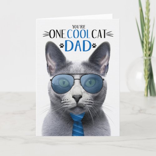 Russan Blue Cat Fathers Day One Cool Cat Holiday Card