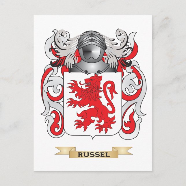 Russell Coat of Arms (Family Crest) Postcard (Front)