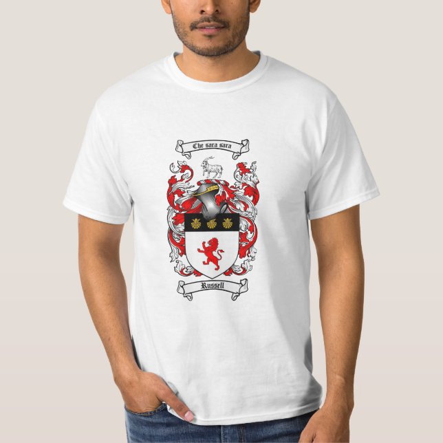 Russell Family Crest - Russell Coat of Arms T-Shirt (Front)