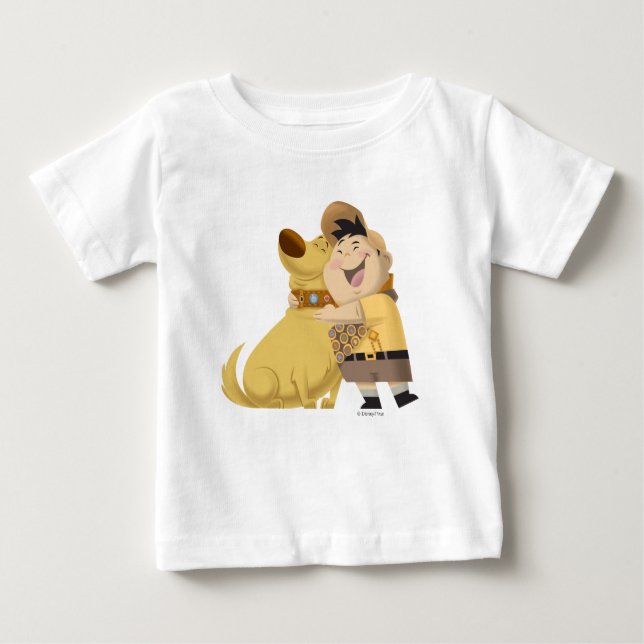 Russell hugging Dug - Pixar UP! Baby T-Shirt (Front)