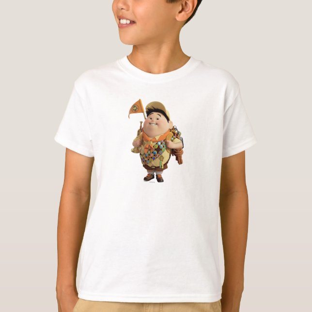 Russell smiling - the Disney Pixar UP Movie 2 T-Shirt (Front)