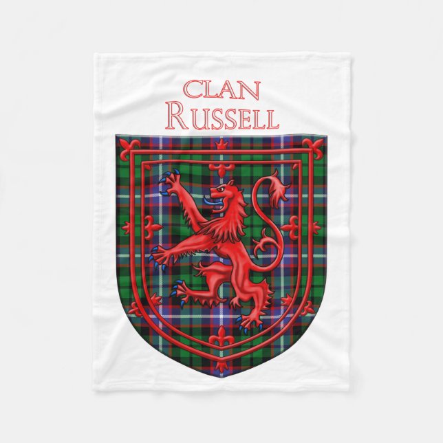 Russell Tartan Scottish Plaid Lion Rampant Fleece Blanket (Front)