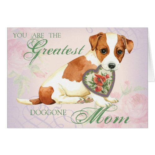 Russell Terrier Heart Mom Card