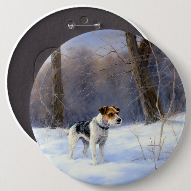 Russell Terrier Let It Snow Christmas Button (Front & Back)