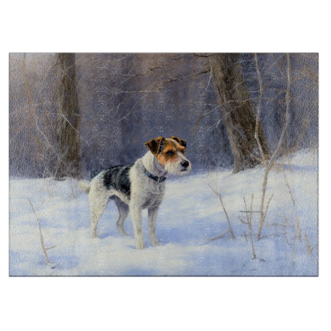 Russell Terrier Let It Snow Christmas Cutting Board (Front)