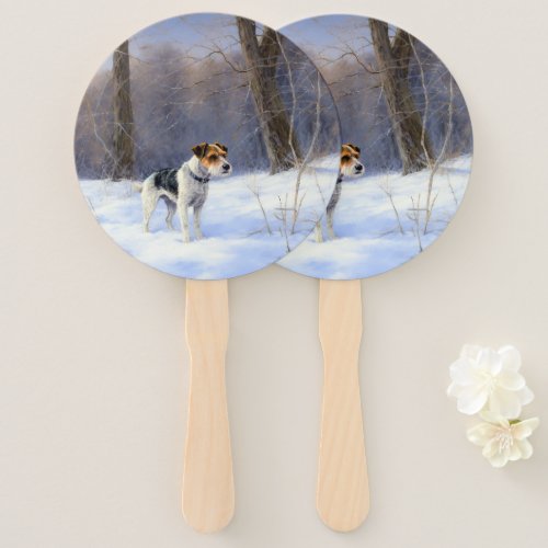 Russell Terrier Let It Snow Christmas Hand Fan