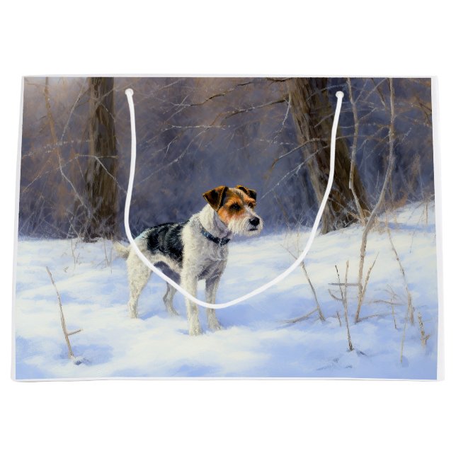 Russell Terrier Let It Snow Christmas Large Gift Bag (Front)