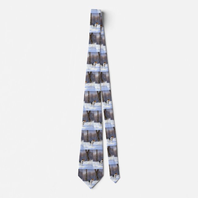 Russell Terrier Let It Snow Christmas Neck Tie (Front)