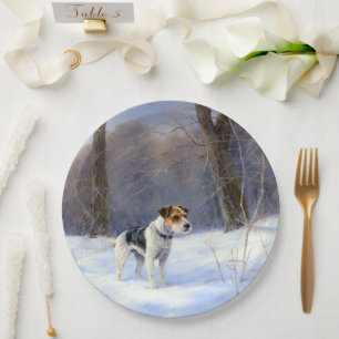 Russell Terrier Let It Snow Christmas Paper Plates
