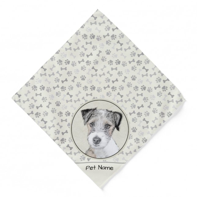 Russell Terrier Painting Rough Original Dog Art Bandana (Front)