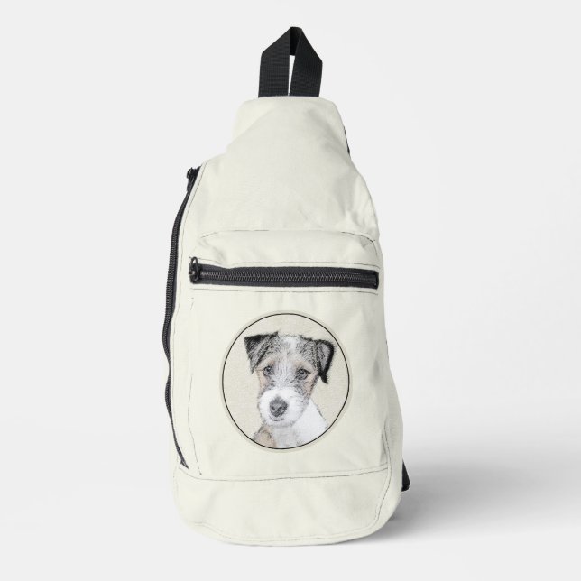 Russell Terrier Painting Rough Original Dog Art Sling Bag (Front)