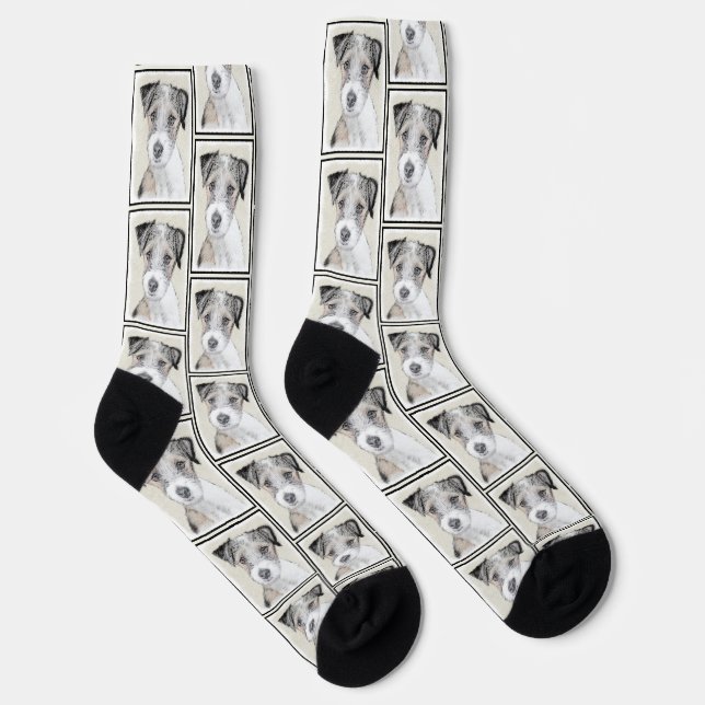 Russell Terrier Painting Rough Original Dog Art Socks (Right)