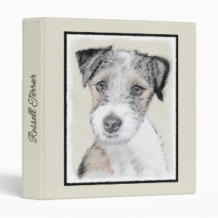 Russell Terrier Rough Painting - Original Dog Art 3 Ring Binder