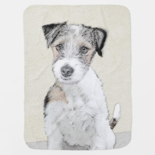 Russell Terrier Rough Painting - Original Dog Art Baby Blanket