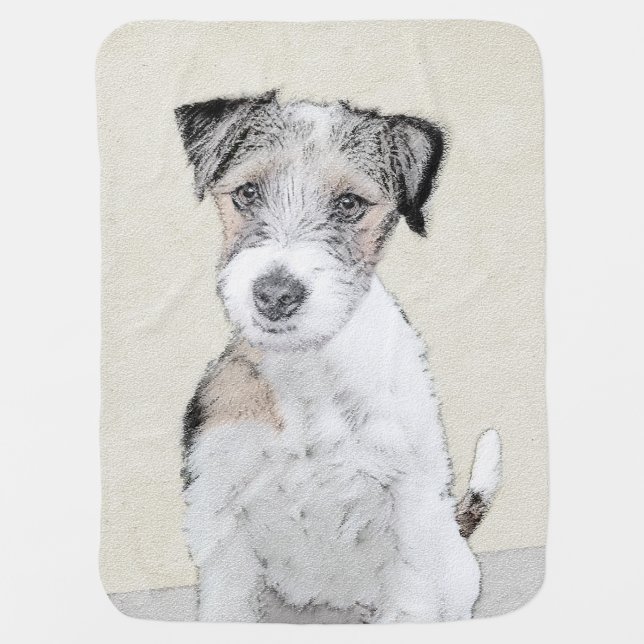 Russell Terrier Rough Painting - Original Dog Art Baby Blanket (Front)