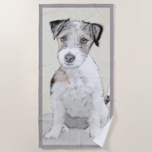 Russell Terrier Rough Painting _ Original Dog Art Beach Towel