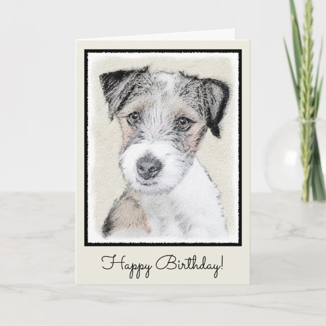 Russell Terrier Rough Painting - Original Dog Art Card (Front)