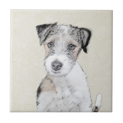 Russell Terrier Rough Painting _ Original Dog Art Ceramic Tile