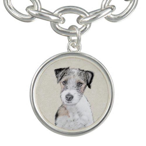 Russell Terrier Rough Painting _ Original Dog Art Charm Bracelet