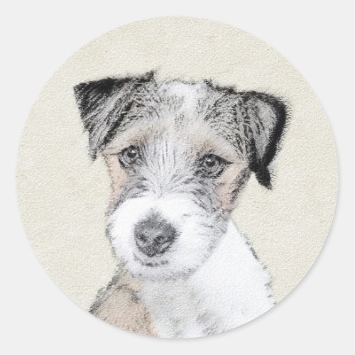 Russell Terrier Rough Painting _ Original Dog Art Classic Round Sticker