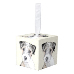 Russell Terrier Rough Painting - Original Dog Art Cube Ornament