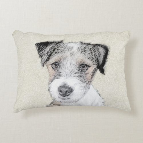 Russell Terrier Rough Painting _ Original Dog Art Decorative Pillow