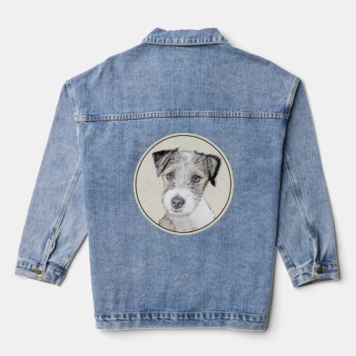 Russell Terrier Rough Painting _ Original Dog Art Denim Jacket