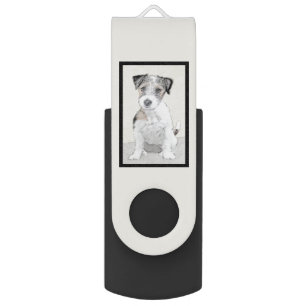 Russell Terrier Rough Painting - Original Dog Art Flash Drive