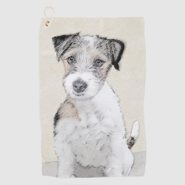 Russell Terrier Rough Painting - Original Dog Art Golf Towel (Front)