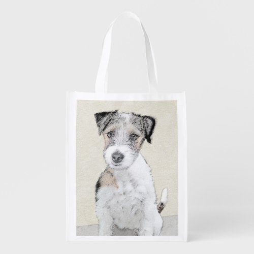Russell Terrier Rough Painting _ Original Dog Art Grocery Bag