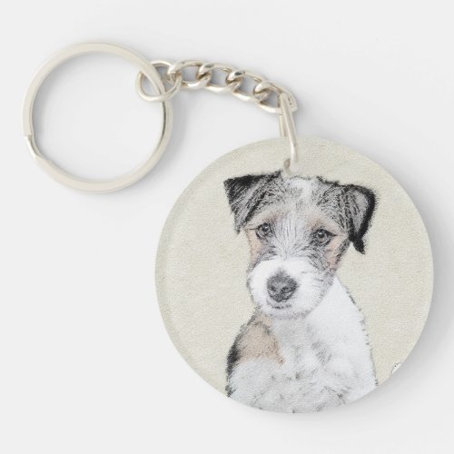 Russell Terrier Rough Painting _ Original Dog Art Keychain