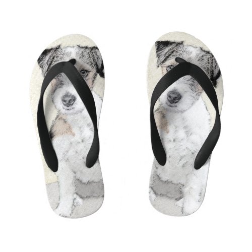 Russell Terrier Rough Painting _ Original Dog Art Kids Flip Flops