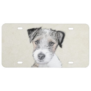 Russell Terrier Rough Painting - Original Dog Art License Plate