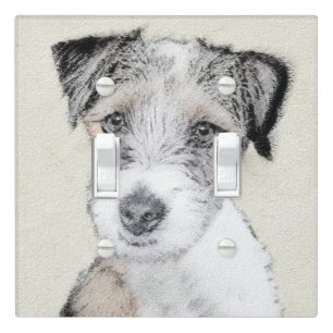 Russell Terrier Rough Painting - Original Dog Art Light Switch Cover