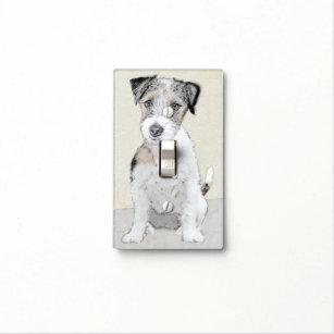 Russell Terrier Rough Painting - Original Dog Art Light Switch Cover
